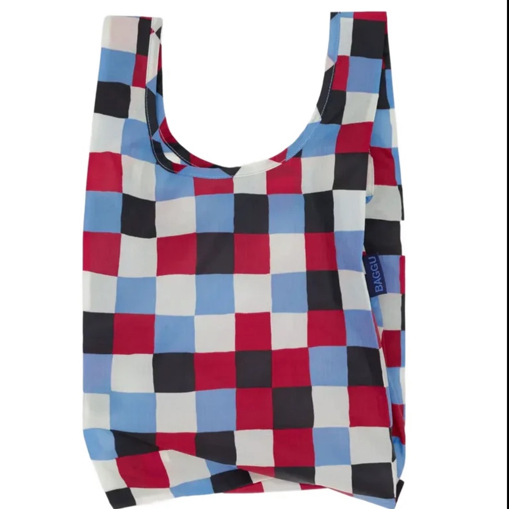 BAGGU Standard Tote in Red, Blue, and Black Check